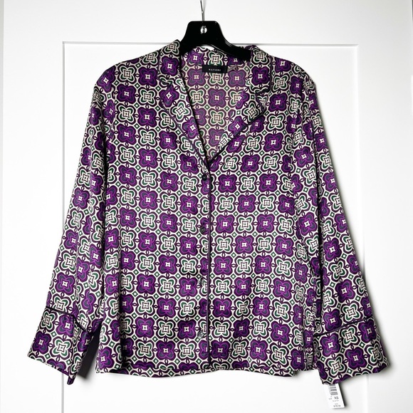 Natori Medallion Notch PJ Top in Purple Multi Womens Size XS - Picture 3 of 8
